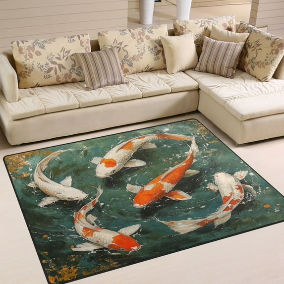 BZSMCE Vintage Area Rugs Cute Goldfish Patterns Painting Creative Area For Home