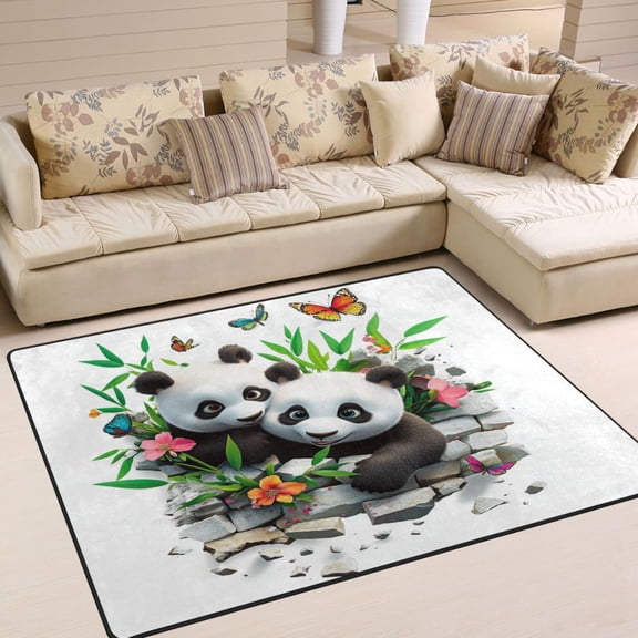 BZSMCE Vintage Area Rugs Cute Panda Pattern Creative Area For Home