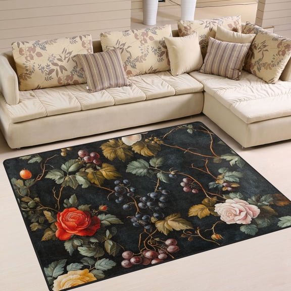 BZSMCE Vintage Area Rugs Design Blossom Fruit Pattern Creative Area For Home