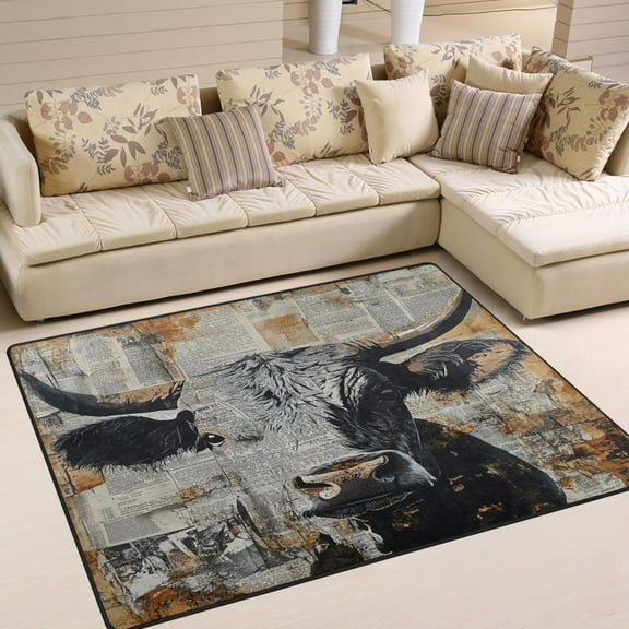 BZSMCE Vintage Area Rugs Design Cowhide Pattern Creative Area For Home