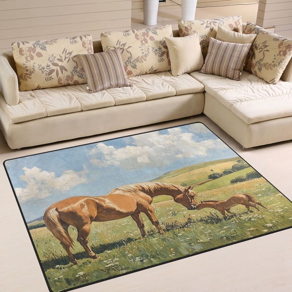 BZSMCE Vintage Area Rugs Elegant Brown Horse Creative Area For Home