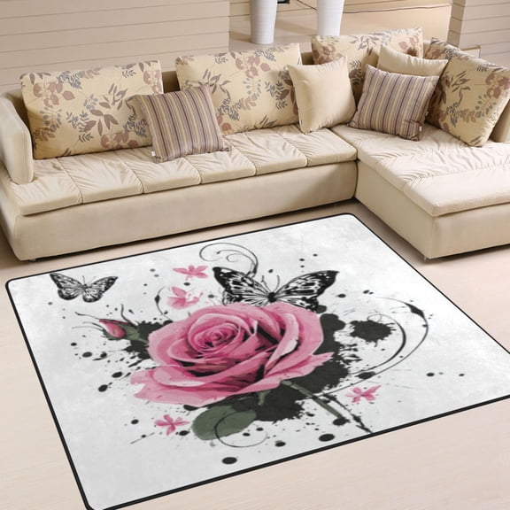 BZSMCE Vintage Area Rugs Elegant Rose Creative Area For Home
