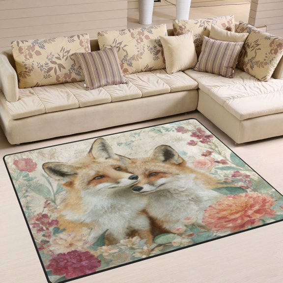 BZSMCE Vintage Area Rugs Ember Fox Creative Area For Home