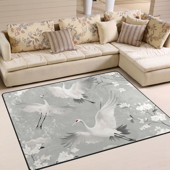 BZSMCE Vintage Area Rugs Fly Crane White Blossom Creative Area For Home