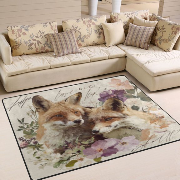 BZSMCE Vintage Area Rugs Fox Bloom Creative Area For Home