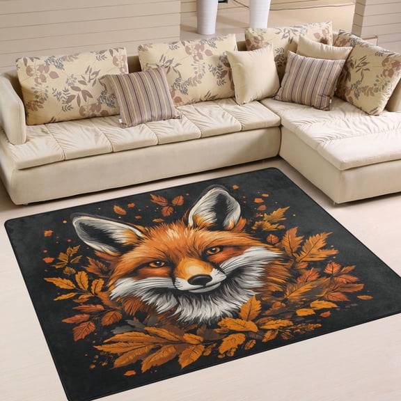BZSMCE Vintage Area Rugs Fox Head Pattern Creative Area For Home