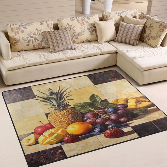 BZSMCE Vintage Area Rugs Fruits Design Oil Painting Creative Area For Home