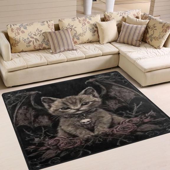 BZSMCE Vintage Area Rugs Gothic Bat Cat Creative Area For Home
