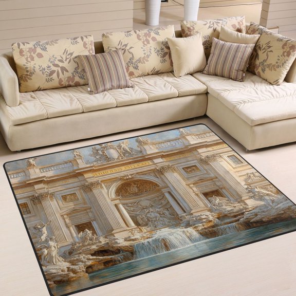 BZSMCE Vintage Area Rugs Great Chruch Fountain Painting Creative Area For Home