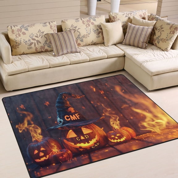 BZSMCE Vintage Area Rugs Halloween Pumpkin Creative Area For Home