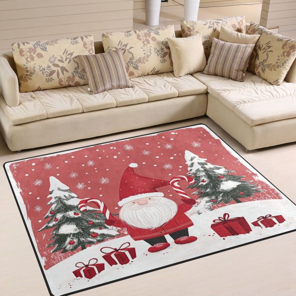 BZSMCE Vintage Area Rugs Happyness Santa Claus Creative Area For Home
