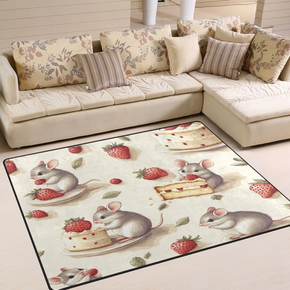 BZSMCE Vintage Area Rugs Mice Eat Cake Creative Area For Home