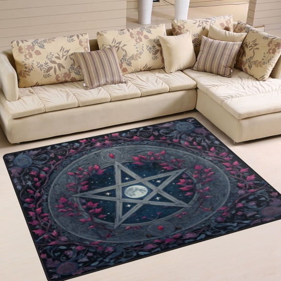 BZSMCE Vintage Area Rugs Moon Pentagram Creative Area For Home