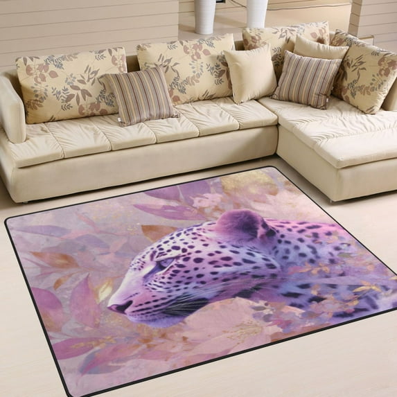 BZSMCE Vintage Area Rugs Purple Leopard Charm Creative Area For Home