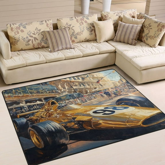 BZSMCE Vintage Area Rugs Racing Car Creative Area For Home