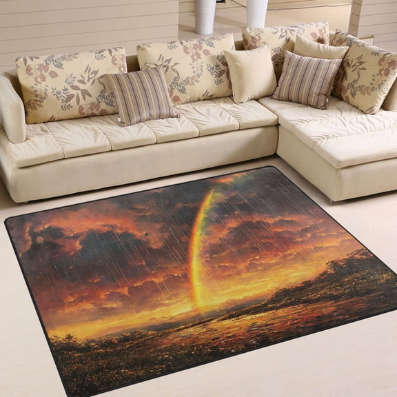 BZSMCE Vintage Area Rugs Rainbow After Rain Creative Area For Home