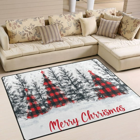 BZSMCE Vintage Area Rugs Red Black Buffalo Plaid Painting Creative Area For Home