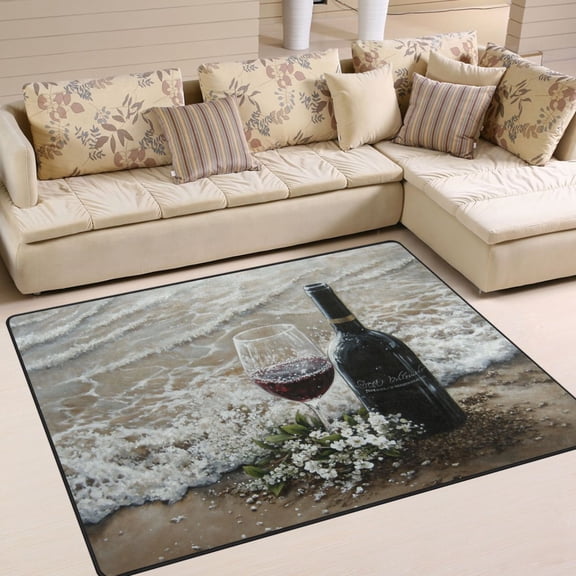 BZSMCE Vintage Area Rugs Red Wine by The Sea Creative Area For Home