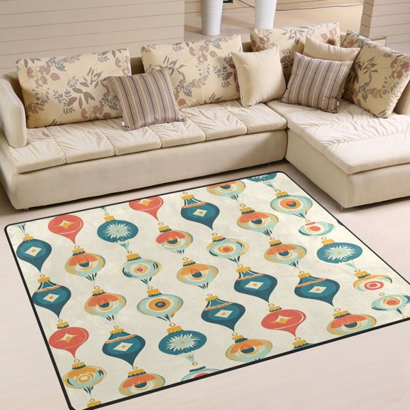 BZSMCE Vintage Area Rugs Retro Christmas Pattern Creative Area For Home