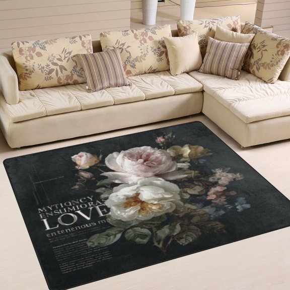 BZSMCE Vintage Area Rugs Roses for Teliemoy Creative Area For Home