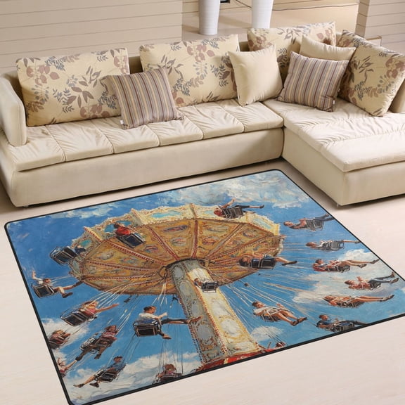 BZSMCE Vintage Area Rugs Rotating Flying Chair Creative Area For Home