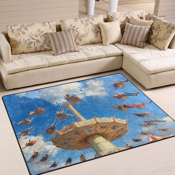 BZSMCE Vintage Area Rugs Rotating Flying Chair Panting Creative Area For Home