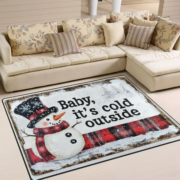 BZSMCE Vintage Area Rugs Smiled Snowman Creative Area For Home