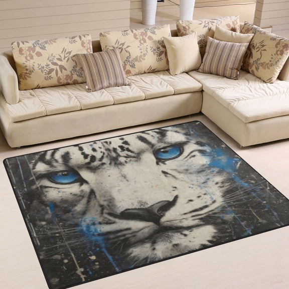 BZSMCE Vintage Area Rugs Snow Leopard Gaze Creative Area For Home