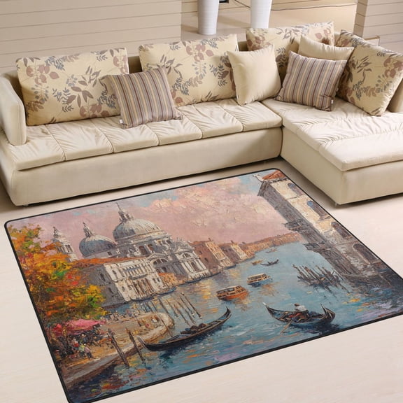 BZSMCE Vintage Area Rugs Spring Church View Creative Area For Home