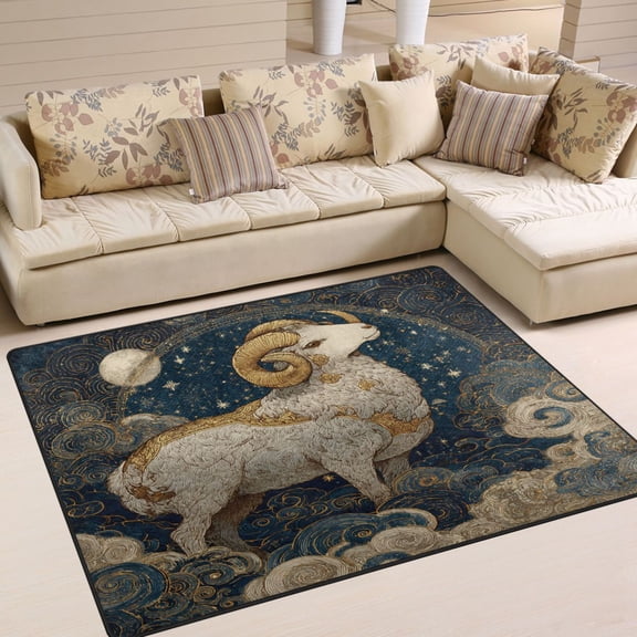 BZSMCE Vintage Area Rugs Stellar Ornate Ram Creative Area For Home