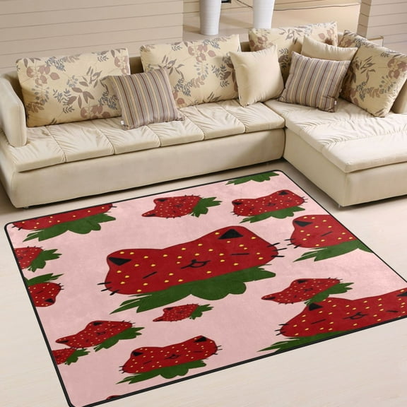 BZSMCE Vintage Area Rugs Strawberry Pattern Creative Area For Home