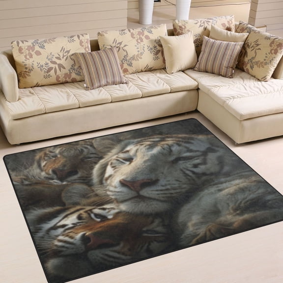 BZSMCE Vintage Area Rugs Tiger Flock Creative Area For Home