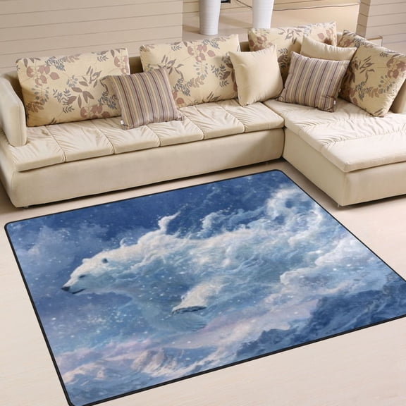 BZSMCE Vintage Area Rugs Wave Polar Bear Creative Area For Home