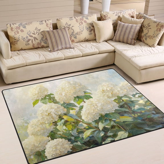 BZSMCE Vintage Area Rugs White Hydrangea Bush Creative Area For Home
