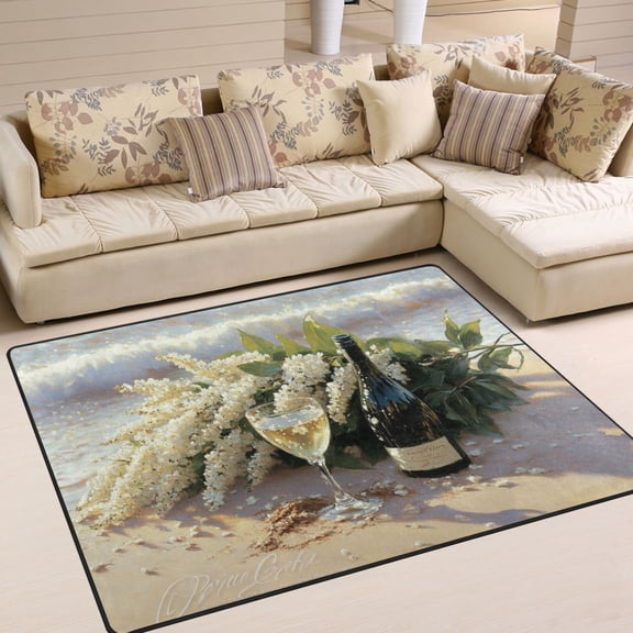 BZSMCE Vintage Area Rugs White Wine by The Sea Creative Area For Home