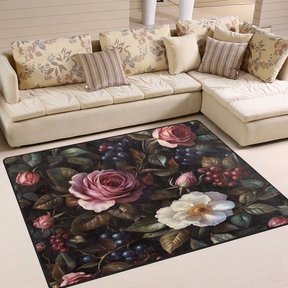 BZSMCE Vintage Area Rugs White and Pink Blossom Creative Area For Home