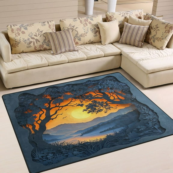 BZSMCE Vintage Area Rugs Window Painting Creative Area For Home
