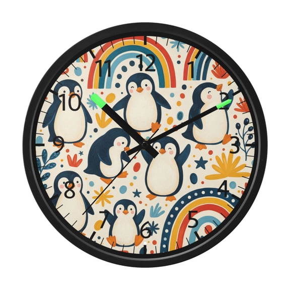 BZSMCE Voice Activated LED Night 12in Clock 12in Clock with -101-penguins Pattern