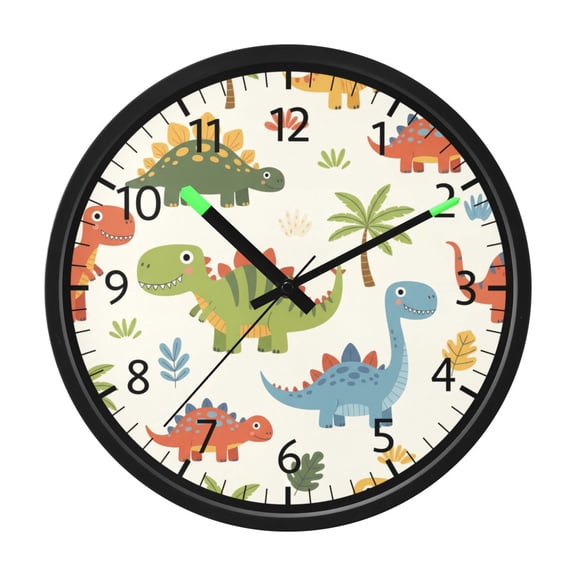 BZSMCE Voice Activated LED Night 12in Clock 12in Clock with -43-dinosaurs Pattern
