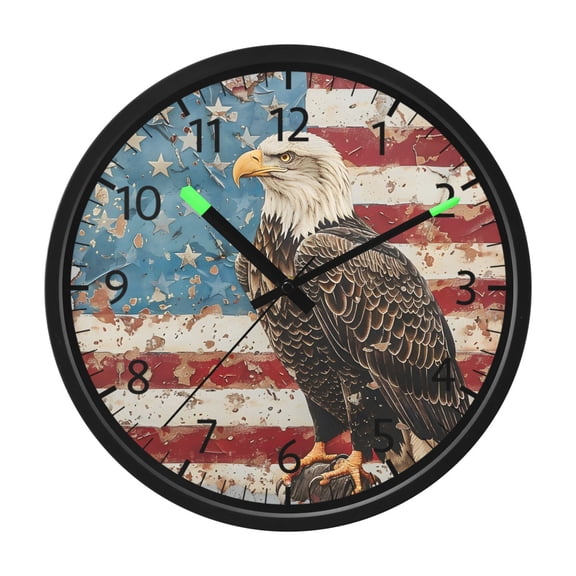 BZSMCE Voice Activated LED Night 12in Clock 12in Clock with America Eagle Pattern