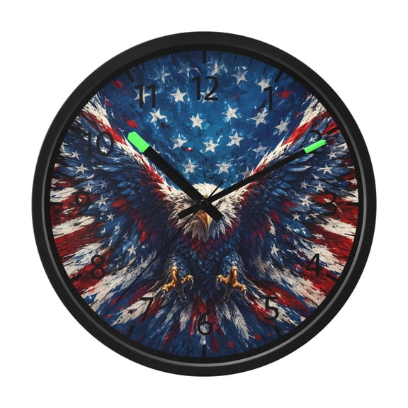 BZSMCE Voice Activated LED Night 12in Clock 12in Clock with American Flag Eagle Pattern