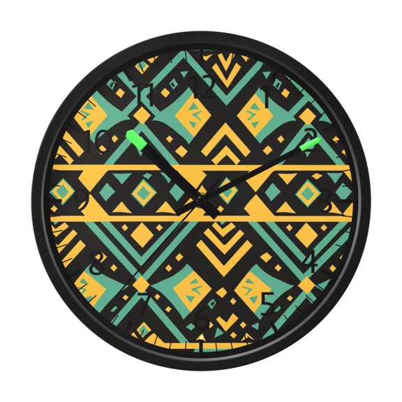 BZSMCE Voice Activated LED Night 12in Clock 12in Clock with Aztec Geometric Abstract Pattern Pattern