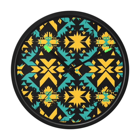 BZSMCE Voice Activated LED Night 12in Clock 12in Clock with Aztec Geometric Abstract Pattern Pattern