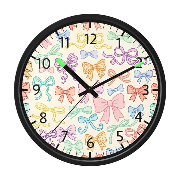 BZSMCE Voice Activated LED Night 12in Clock 12in Clock with Cartoon Bow Pattern Pattern