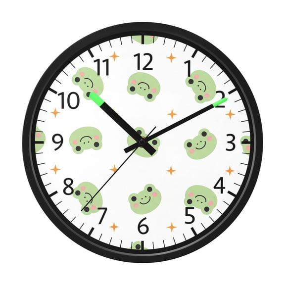 BZSMCE Voice Activated LED Night 12in Clock 12in Clock with Cartoon Funny Frog Star Pattern
