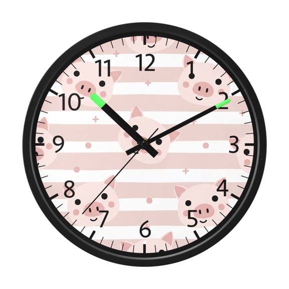 BZSMCE Voice Activated LED Night 12in Clock 12in Clock with Cartoon Pig Pattern