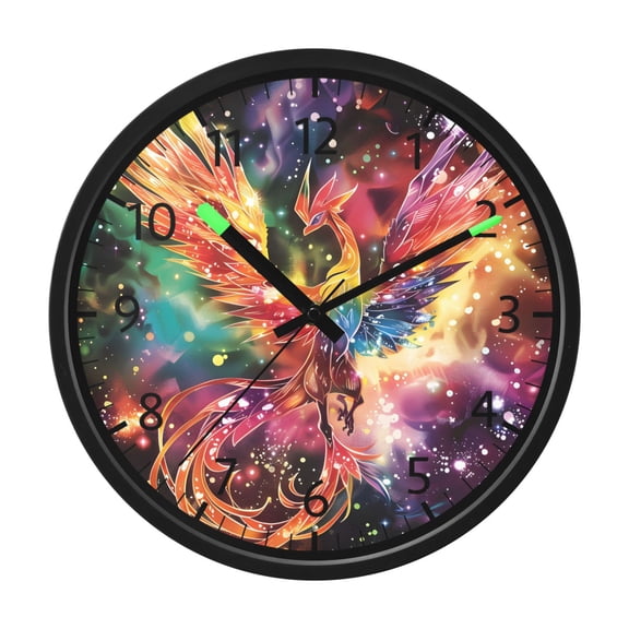 BZSMCE Voice Activated LED Night 12in Clock 12in Clock with Colorful Phoenix Pattern