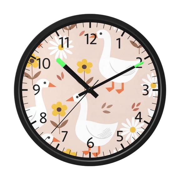 BZSMCE Voice Activated LED Night 12in Clock 12in Clock with Cute Goose Pattern