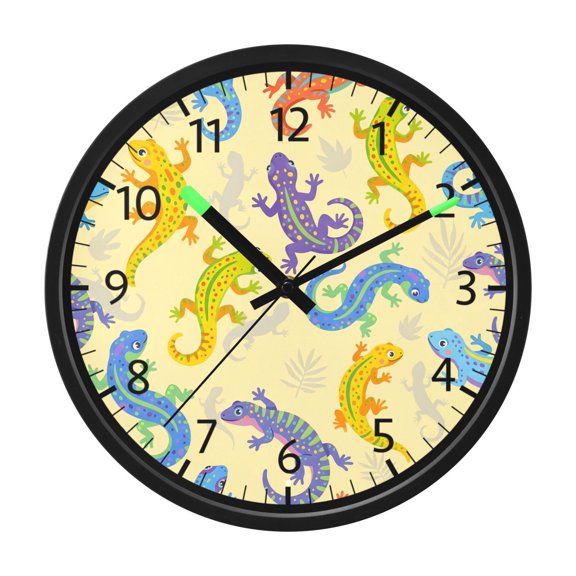 BZSMCE Voice Activated LED Night 12in Clock 12in Clock with Cute Lizard Pattern Pattern