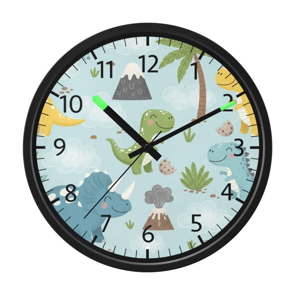 BZSMCE Voice Activated LED Night 12in Clock 12in Clock with Dino Pattern